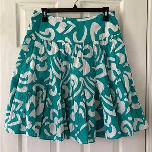 INC International Concepts Teal and White A-Line Skirt